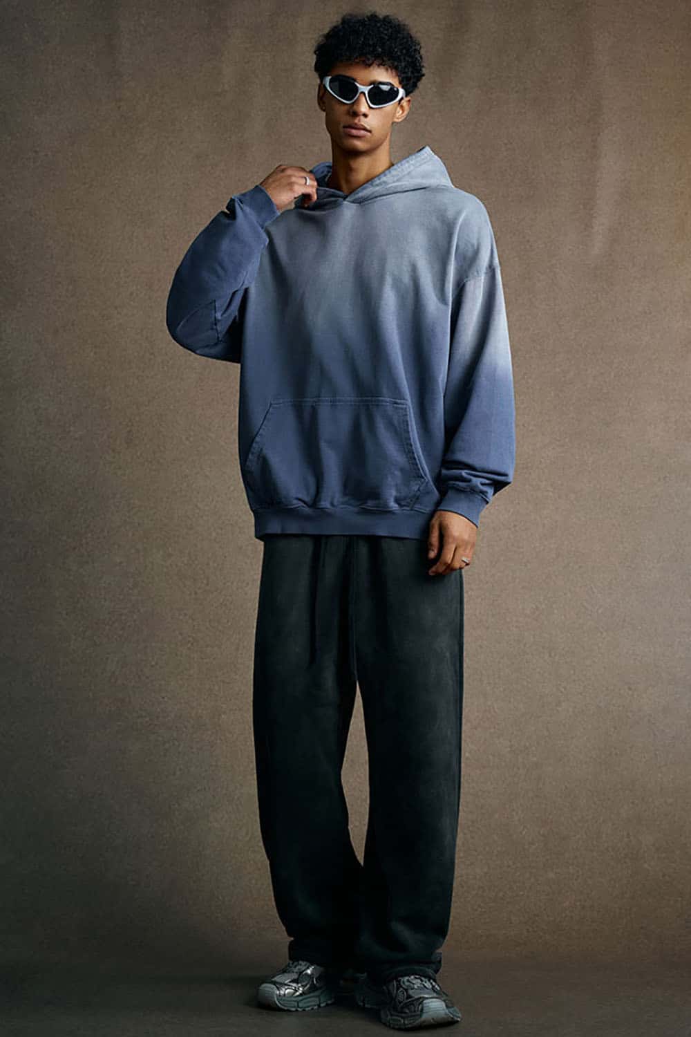 Vintage Heavyweight Washed Distressed Hoodie - Vintage Blue