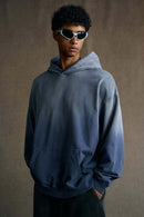 Vintage Heavyweight Washed Distressed Hoodie - Vintage Blue
