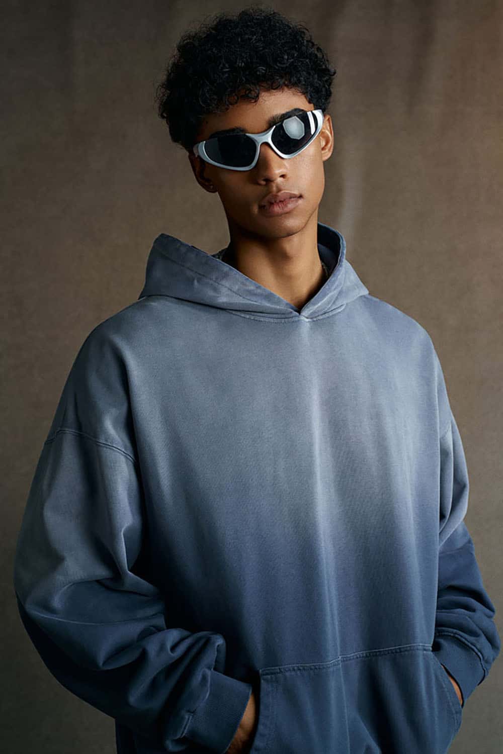 Vintage Heavyweight Washed Distressed Hoodie - Vintage Blue