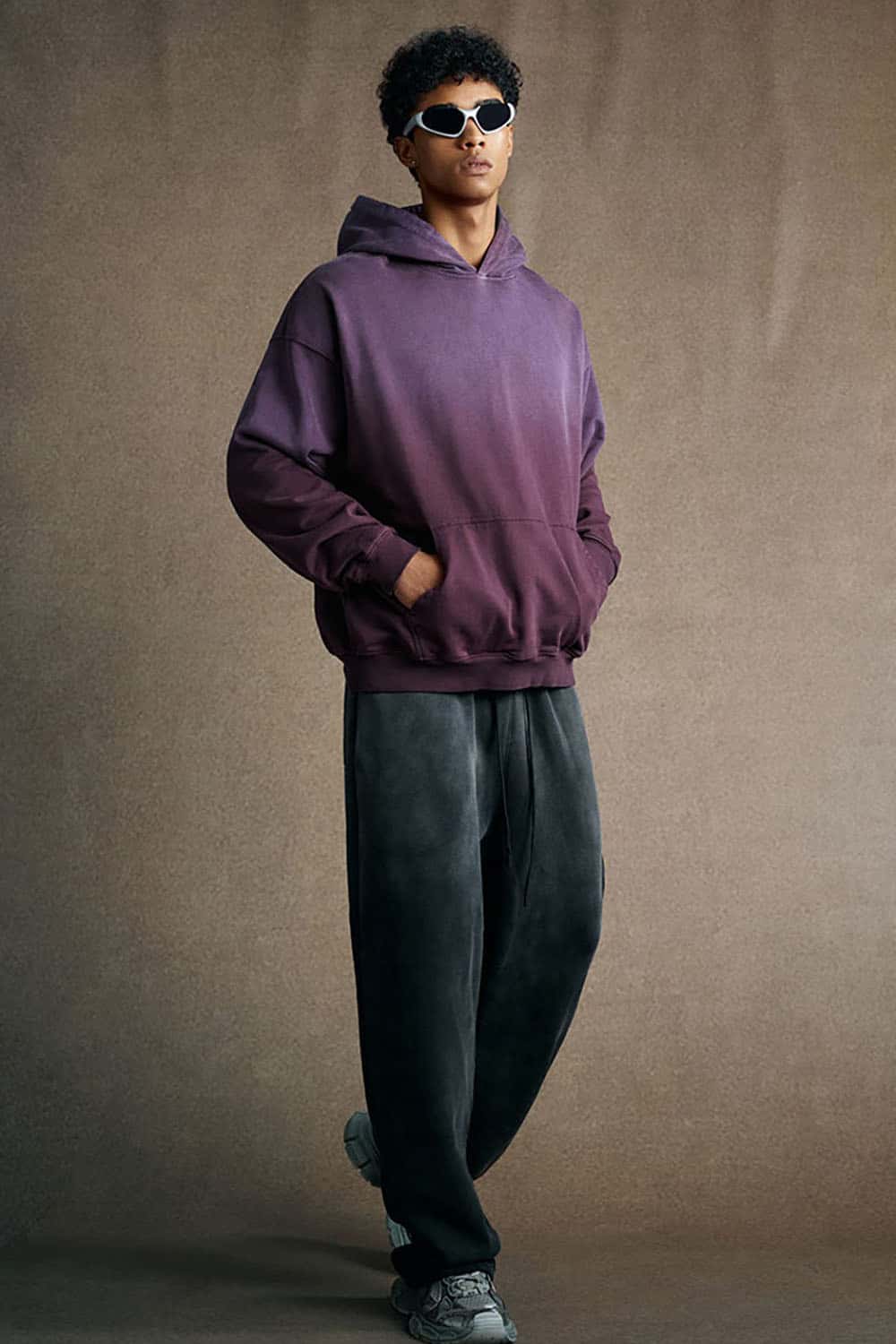 Vintage Heavyweight Washed Distressed Hoodie - Vintage Purple