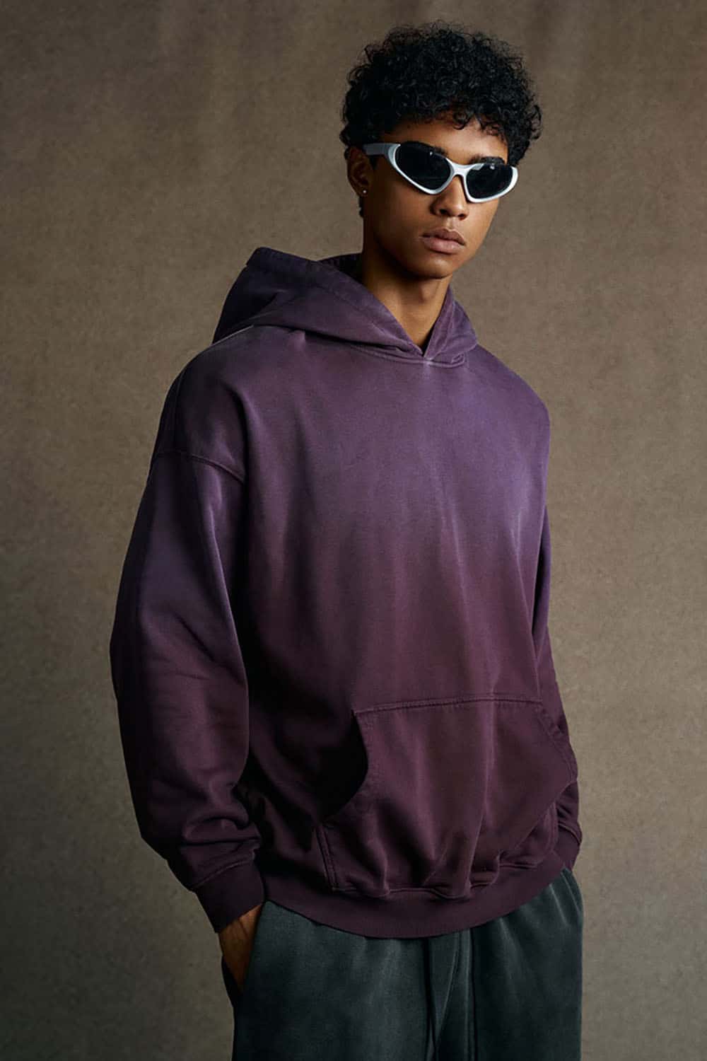 Vintage Heavyweight Washed Distressed Hoodie - Vintage Purple