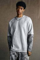 Faux-Layer Camo Long Sleeve Tee - Light Gray