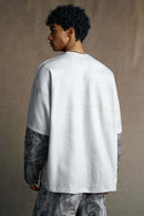 Faux-Layer Camo Long Sleeve Tee - Light Gray
