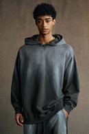 Washed Distressed Oversized Hoodie - Dark Gray