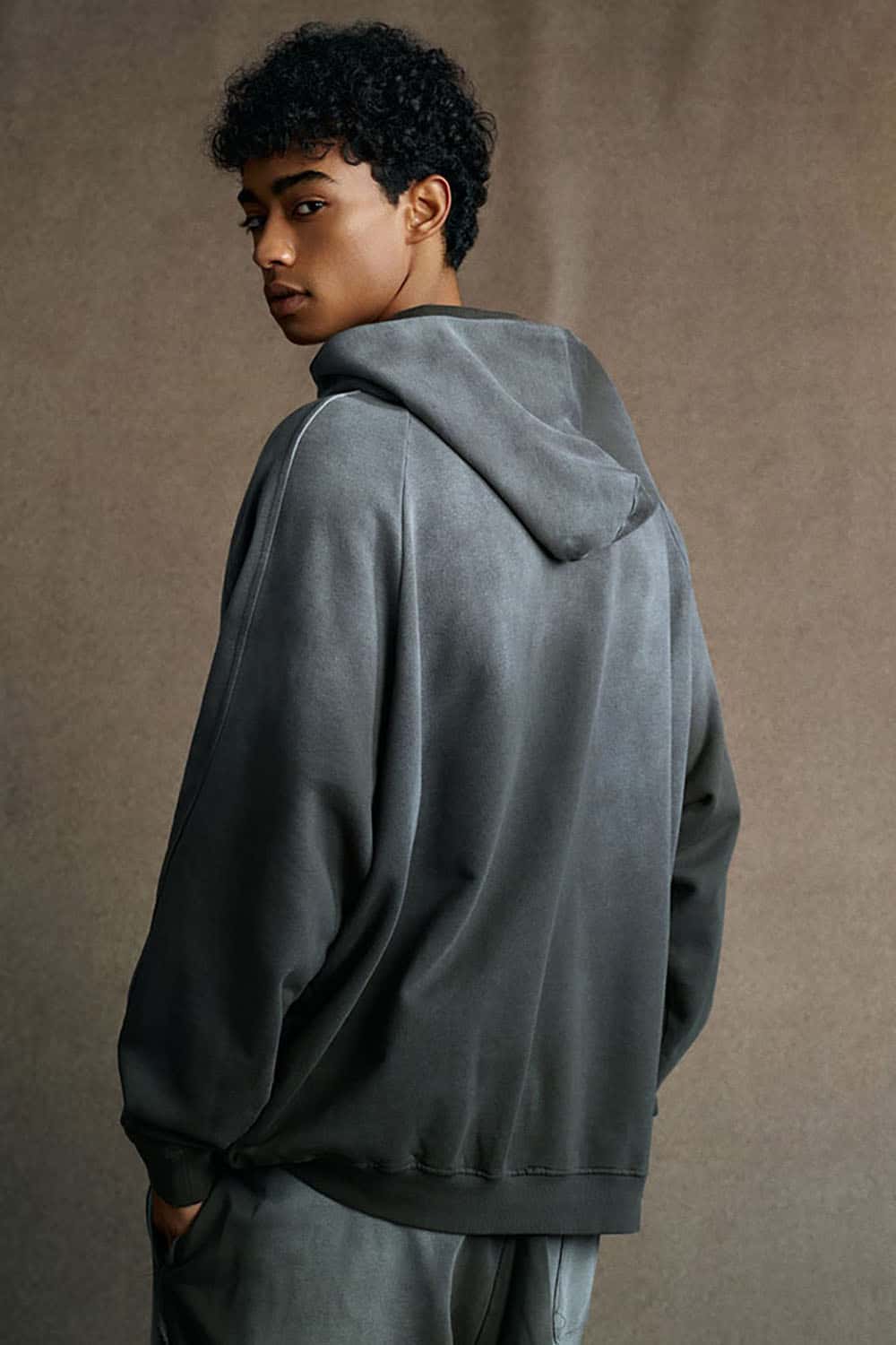 Washed Distressed Oversized Hoodie - Dark Gray