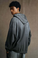 Washed Distressed Oversized Hoodie - Dark Gray