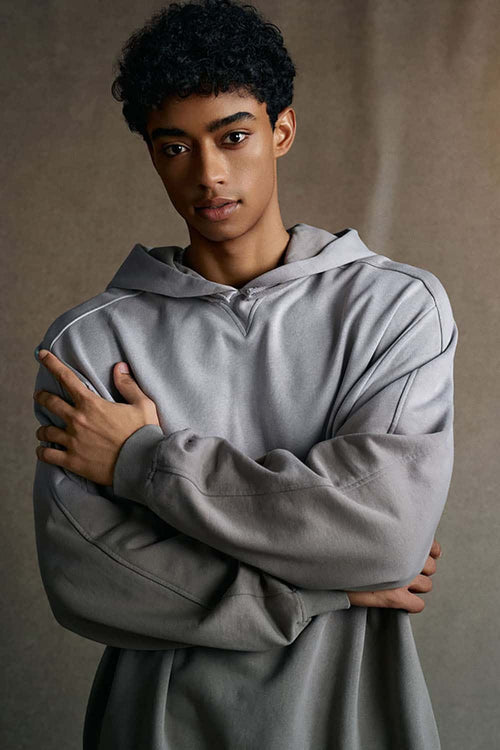 Washed Distressed Oversized Hoodie - Vintage Medium Gray