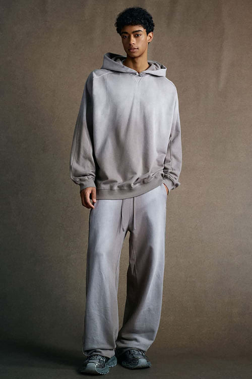 Washed Distressed Oversized Hoodie - Vintage Medium Gray