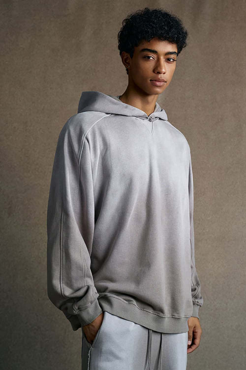 Washed Distressed Oversized Hoodie - Vintage Medium Gray