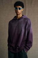 Washed Distressed Oversized Hoodie - Vintage Purple