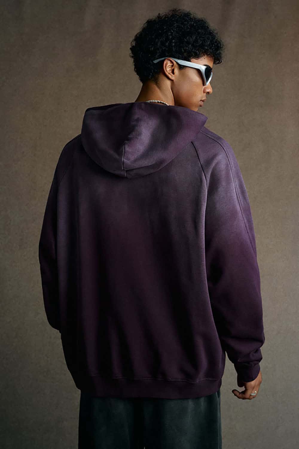 Washed Distressed Oversized Hoodie - Vintage Purple
