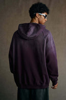 Washed Distressed Oversized Hoodie - Vintage Purple