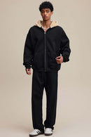 Heavyweight Fleece Zip-Up Hoodie - Black