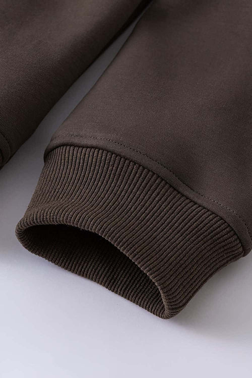 Heavyweight Fleece Zip-Up Hoodie - Brown