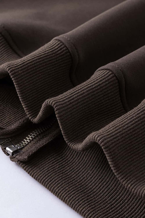 Heavyweight Fleece Zip-Up Hoodie - Brown