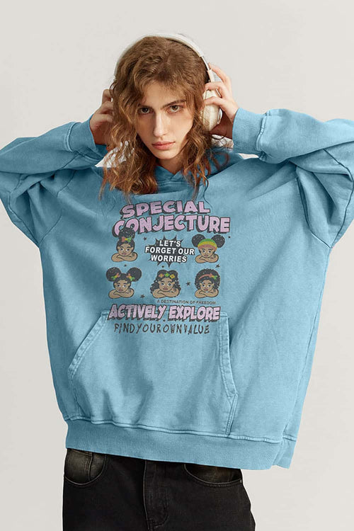 Heavyweight Washed Graphic Hoodie - Sky Blue