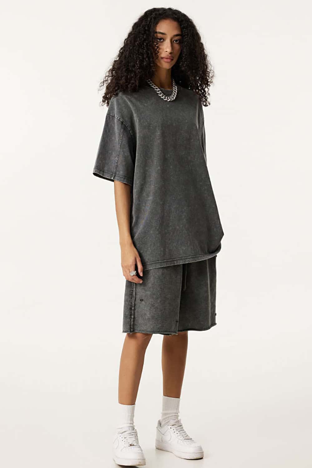 Double-Layer Panel Tee - Dark Gray