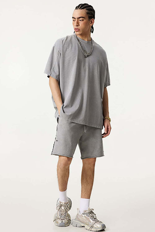 Double-Layer Panel Tee - Medium Gray