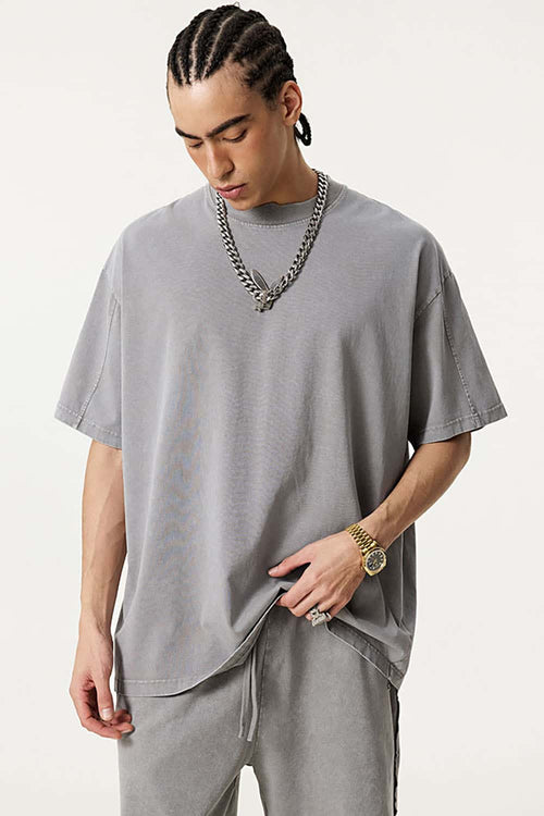 Double-Layer Panel Tee - Medium Gray