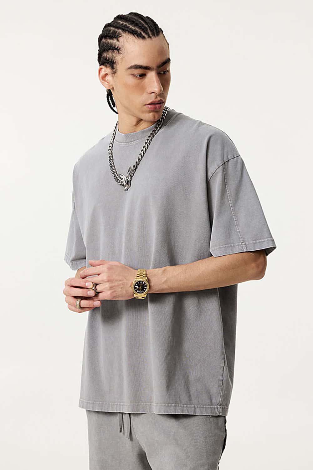 Double-Layer Panel Tee - Medium Gray