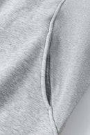 Textured Suede Paneled Streetwear Hoodie - Flower Gray