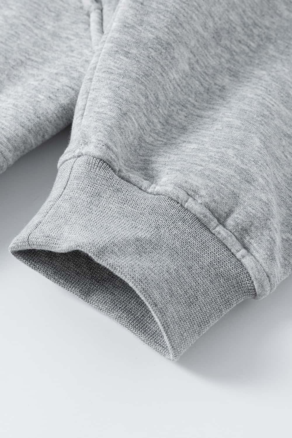 Textured Suede Paneled Streetwear Hoodie - Flower Gray