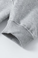 Textured Suede Paneled Streetwear Hoodie - Flower Gray