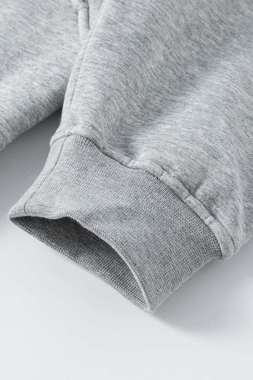 Textured Suede Paneled Streetwear Hoodie - Flower Gray