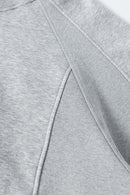 Textured Suede Paneled Streetwear Hoodie - Flower Gray