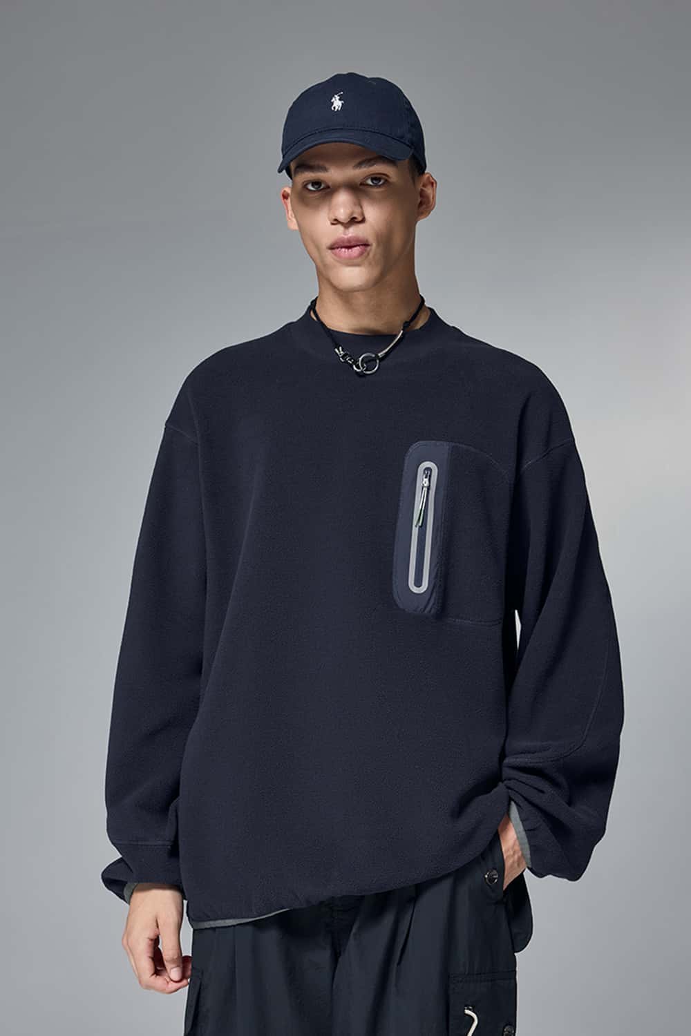Premium Fleece Crewneck Sweatshirt - Navy Blue