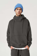 Premium Fleece Mock Neck Active Hoodie - Dark Gray