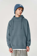Premium Fleece Mock Neck Active Hoodie - Grayish Blue