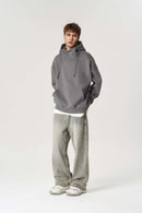 Premium Fleece Mock Neck Active Hoodie - Medium Gray