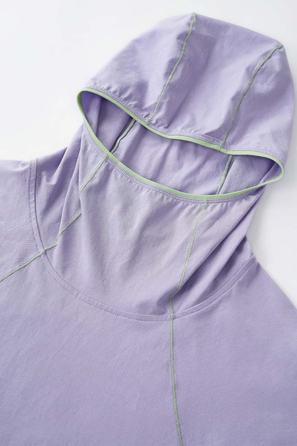 Cooling Color-Block Hooded Long-Sleeve Tee - Light Purple