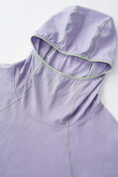 Cooling Color-Block Hooded Long-Sleeve Tee - Light Purple
