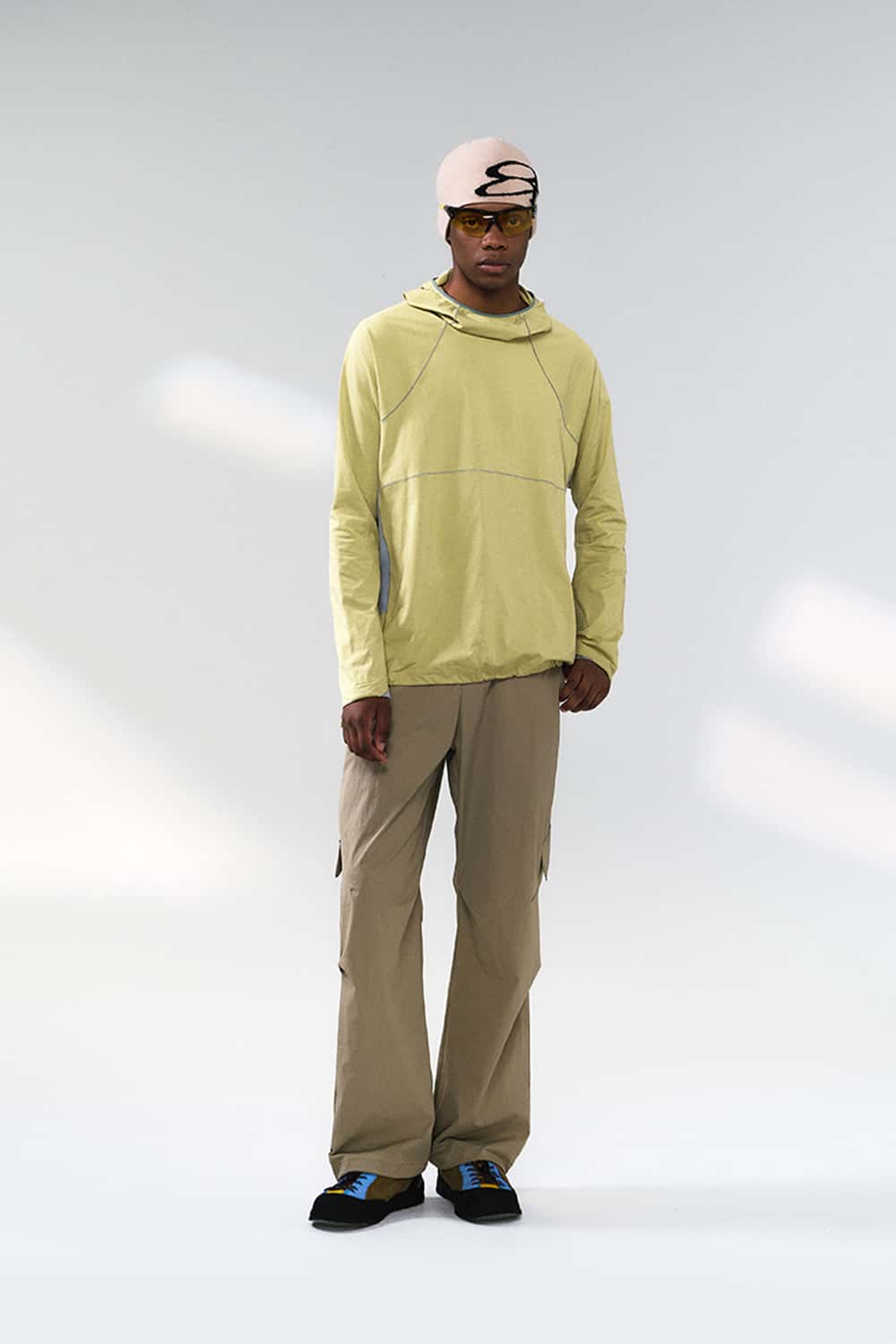 Cooling Color-Block Hooded Long-Sleeve Tee - Yellow