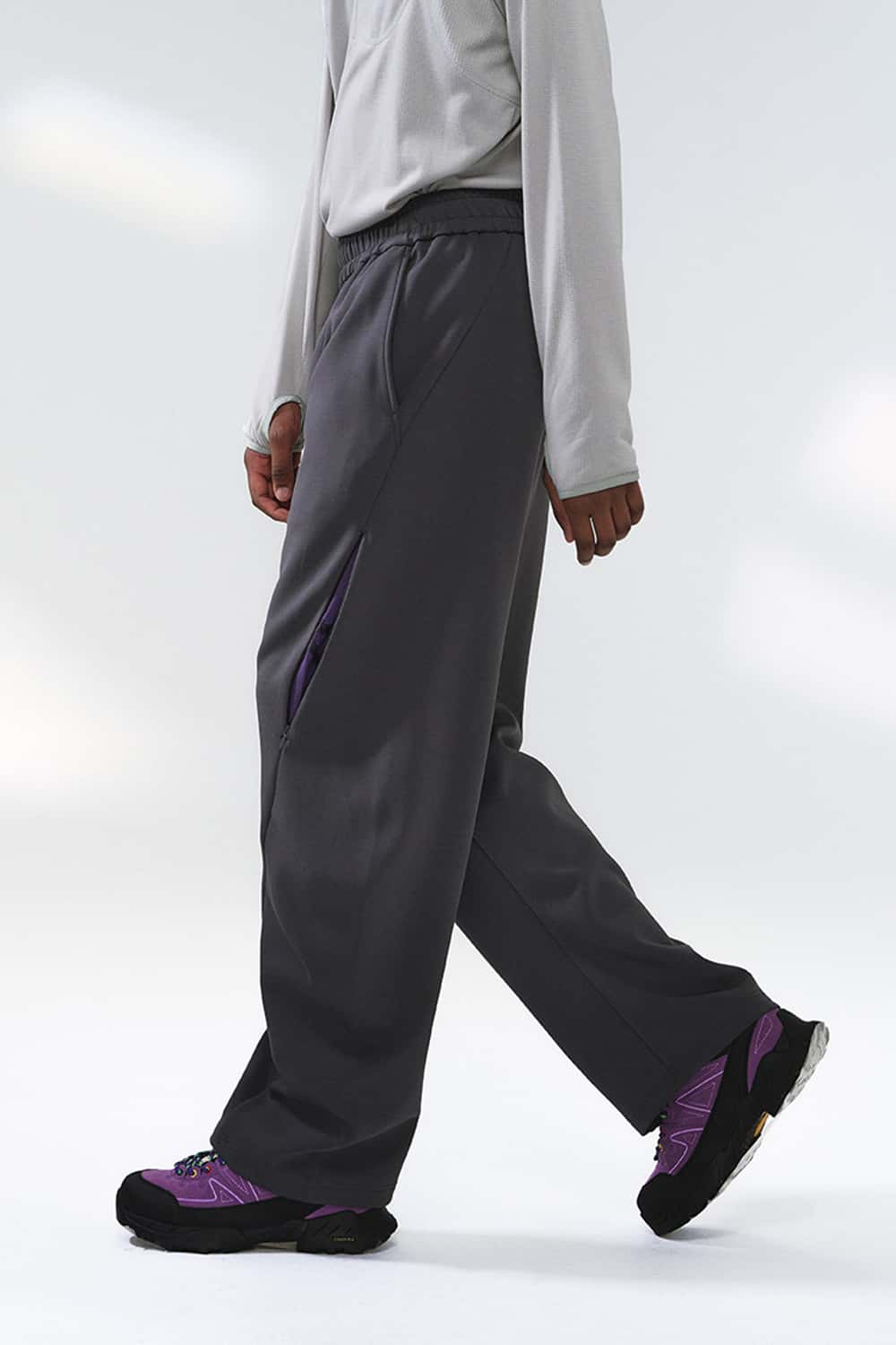 Performance Drawstring Curved Pants - Charcoal