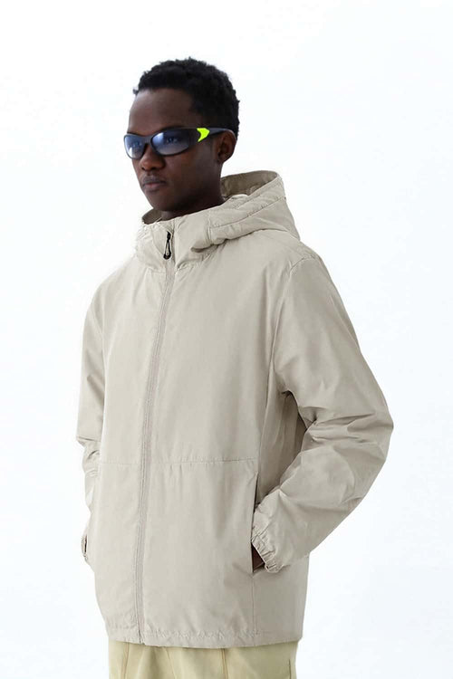 Water-Resistant Quilted Hooded Jacket - Khaki