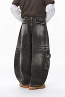 Irregular-Cut Curved-Seam Jeans - Black
