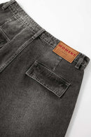 Irregular-Cut Curved-Seam Jeans - Black