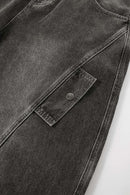 Irregular-Cut Curved-Seam Jeans - Black