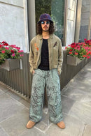 Vintage Ice-Washed Parachute Pants - Matcha