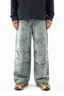 Vintage Ice-Washed Parachute Pants - Matcha