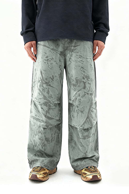 Vintage Ice-Washed Parachute Pants - Matcha