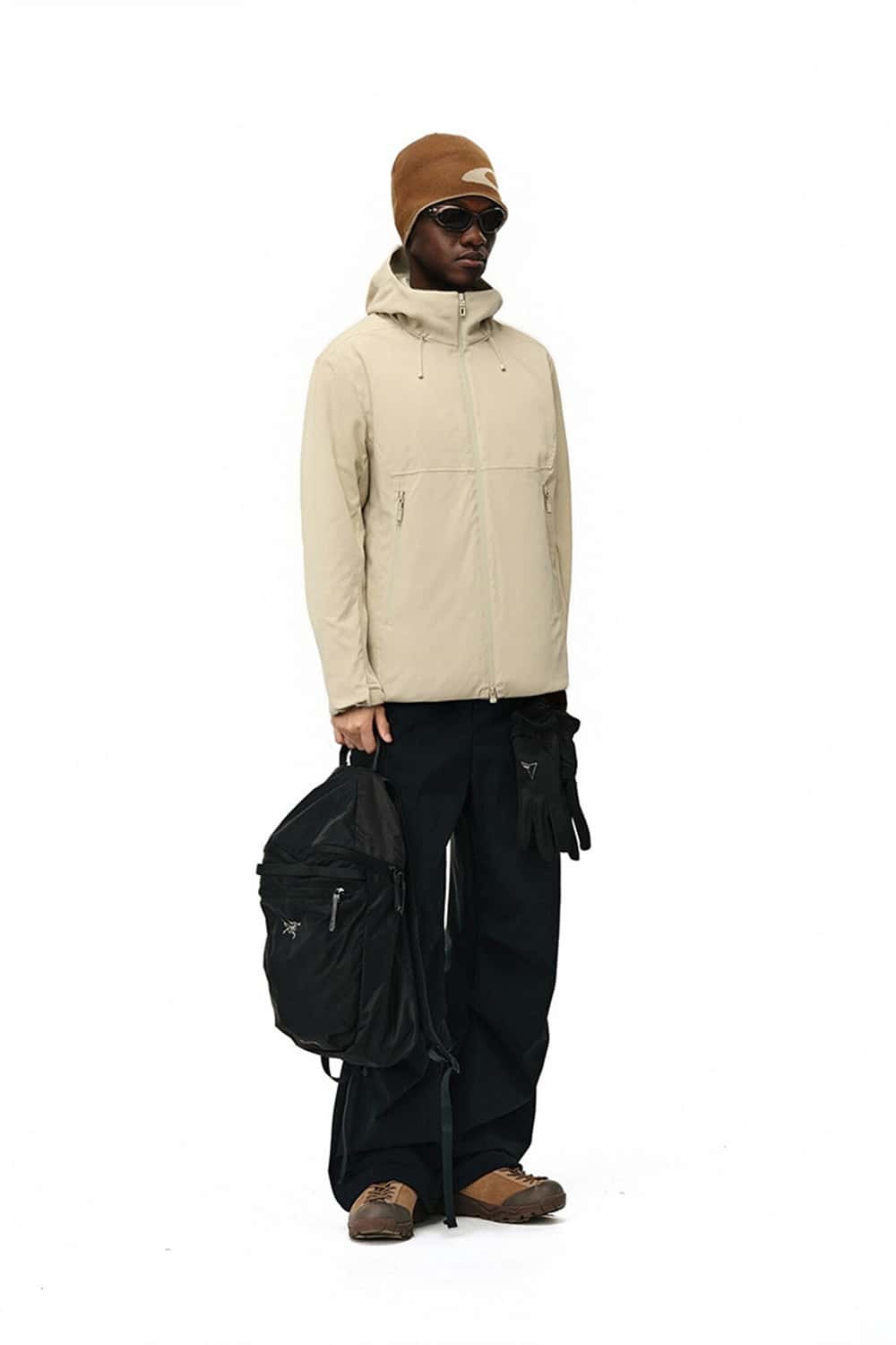 Lightweight Windproof Hooded Down Jacket - Apricot
