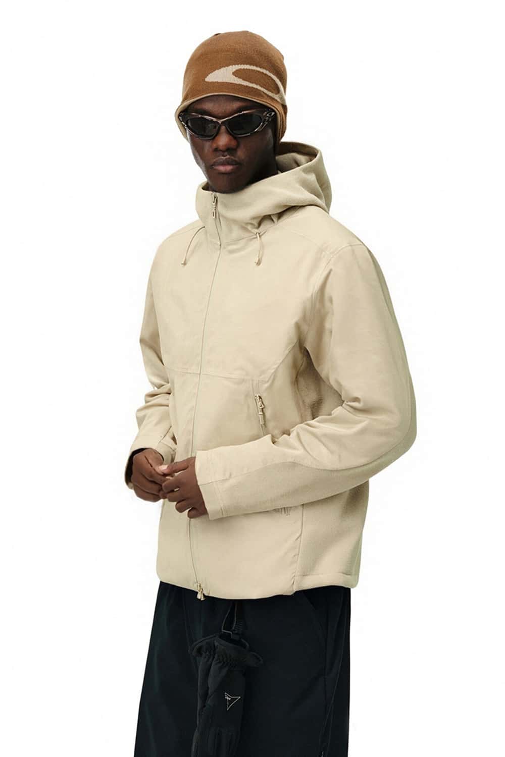Lightweight Windproof Hooded Down Jacket - Apricot