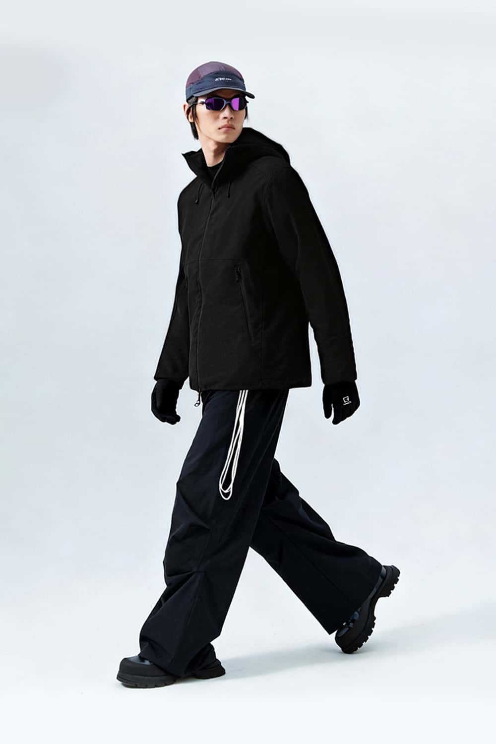 Lightweight Windproof Hooded Down Jacket - Black