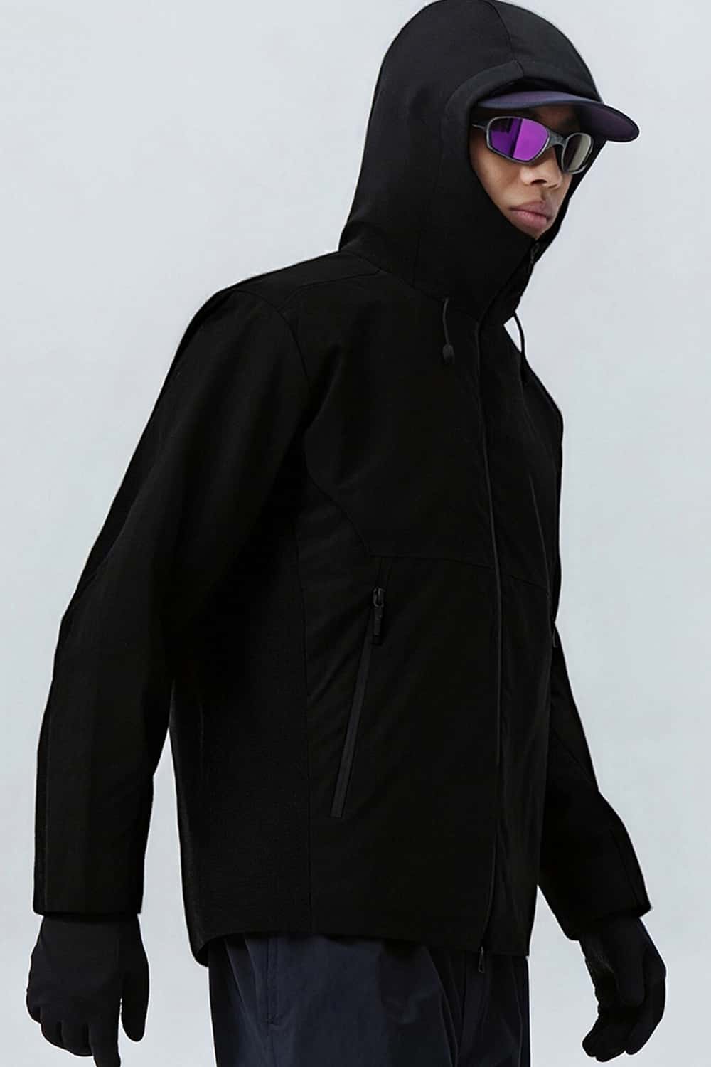 Lightweight Windproof Hooded Down Jacket - Black