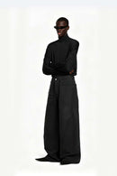 Fleece-Lined Curved Cargo Pants - Black