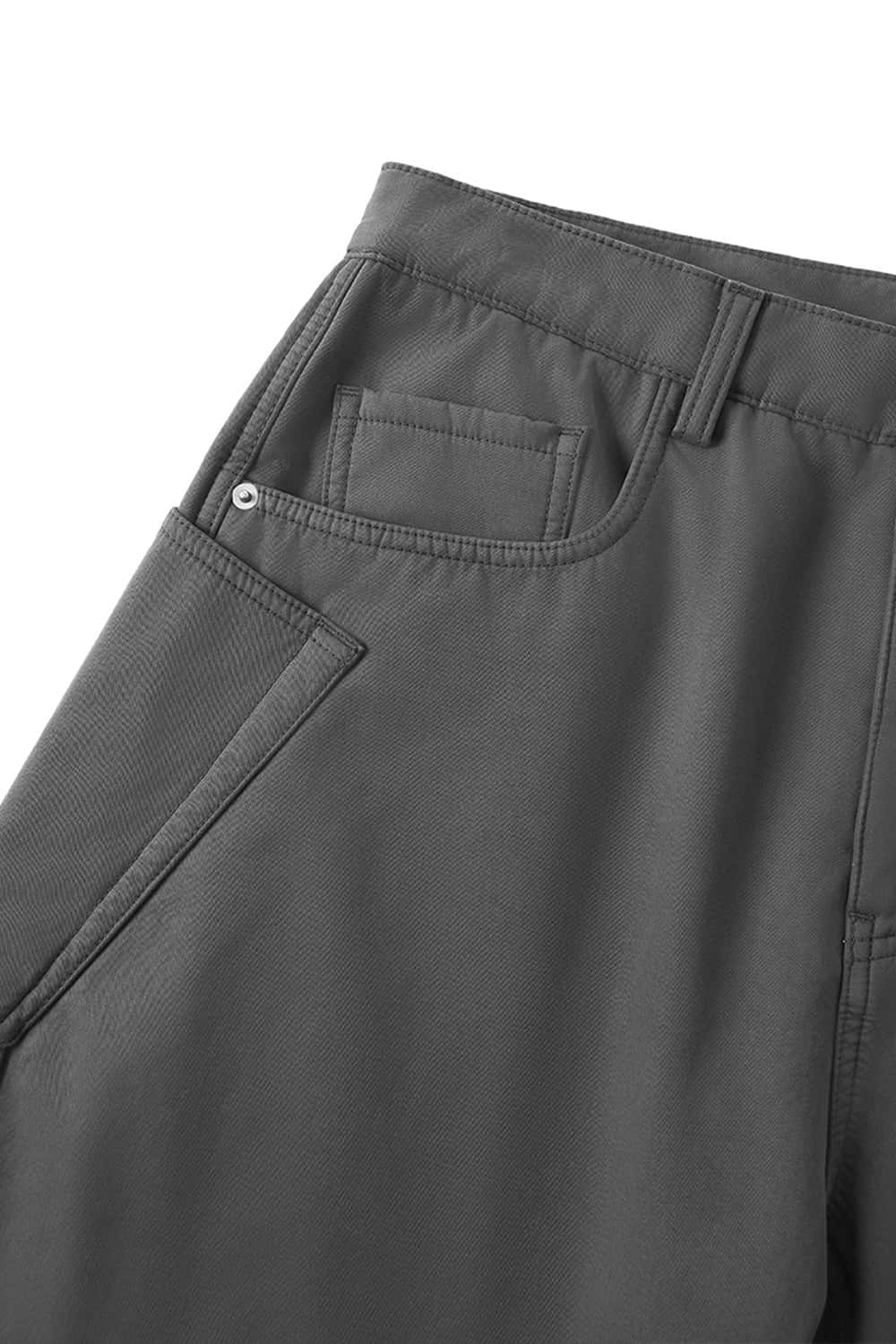 Fleece-Lined Curved Cargo Pants - Rock Gray